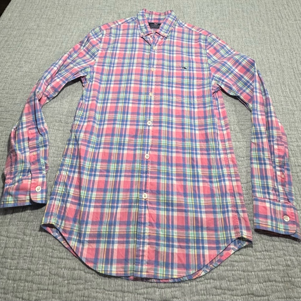 Vineyard Vines Slim Fit Tucker Pink Flannel Shirt XS Plaid Cotton Buffalo Check